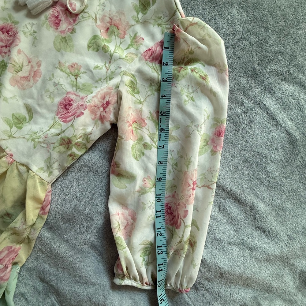 AND Floral Blouse with Pink and Green Accents - Picture 4 of 5